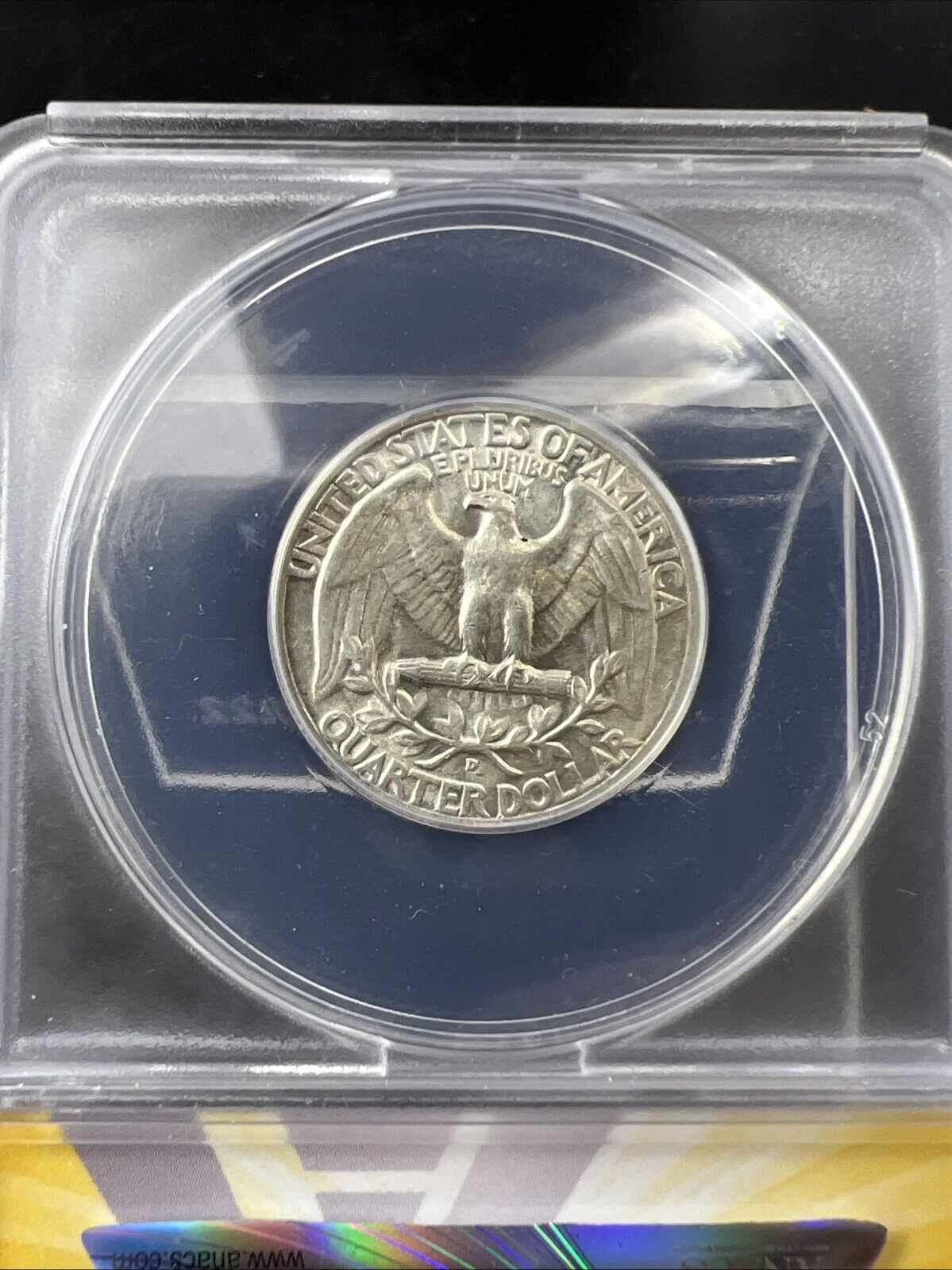 1952 D 25c Washington Silver Quarter Coin AU58 ANACS