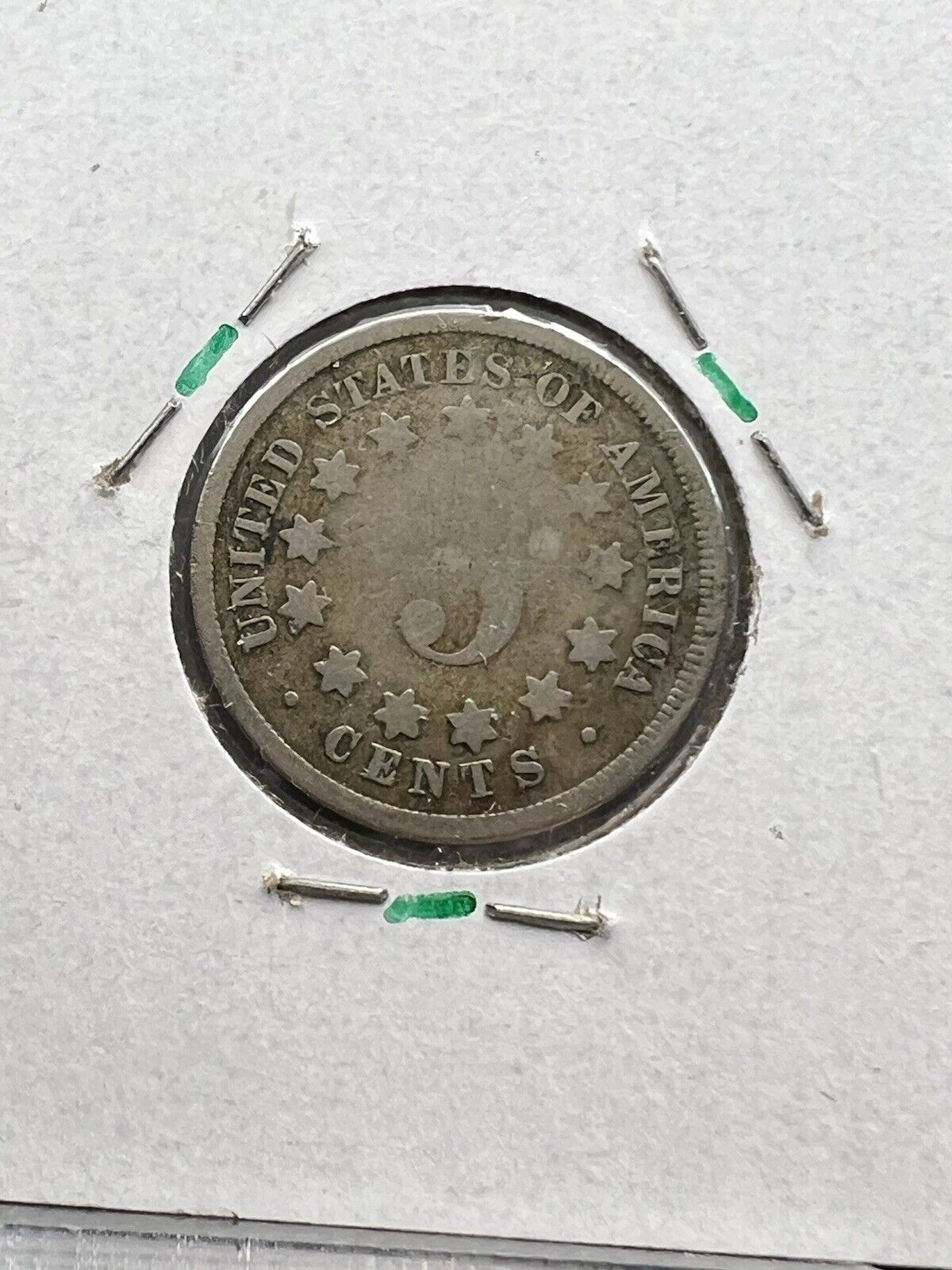 1867 5c No Rays Shield Nickel Coin Choice AG About Good / Good Circ