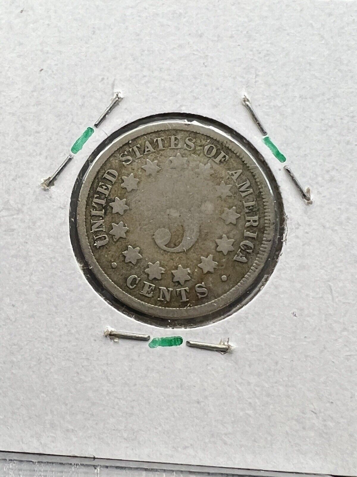 1867 5c No Rays Shield Nickel Coin Choice AG About Good / Good Circ