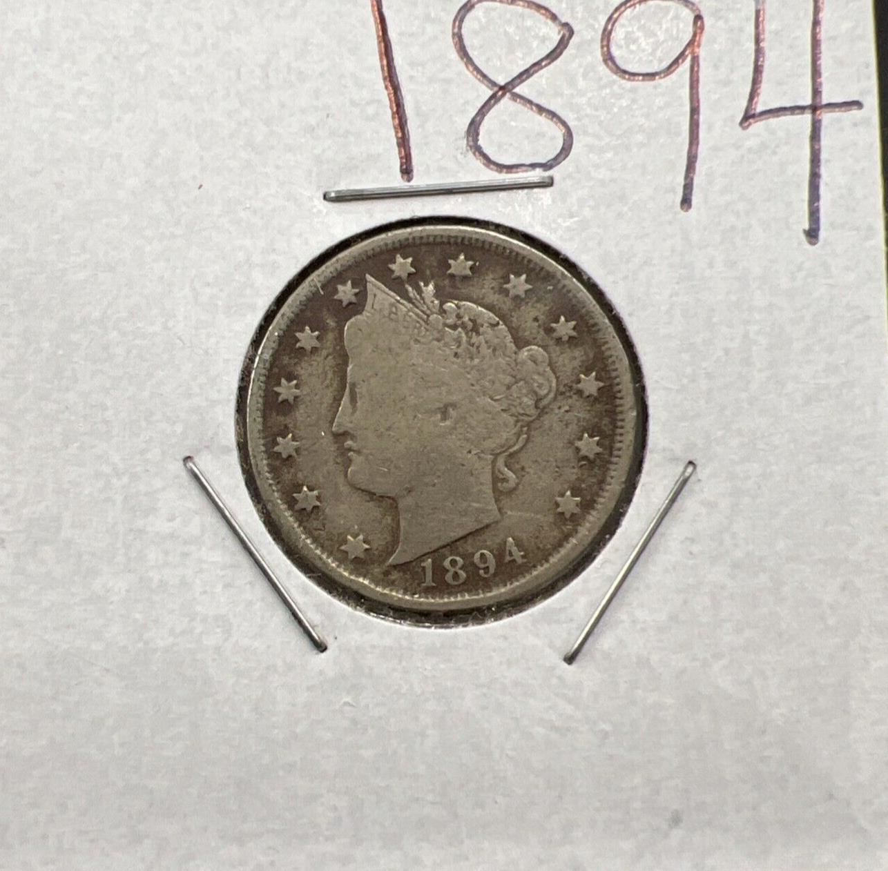 1894 5c Liberty V Nickel Coin Fine Circulated Semi Key Date