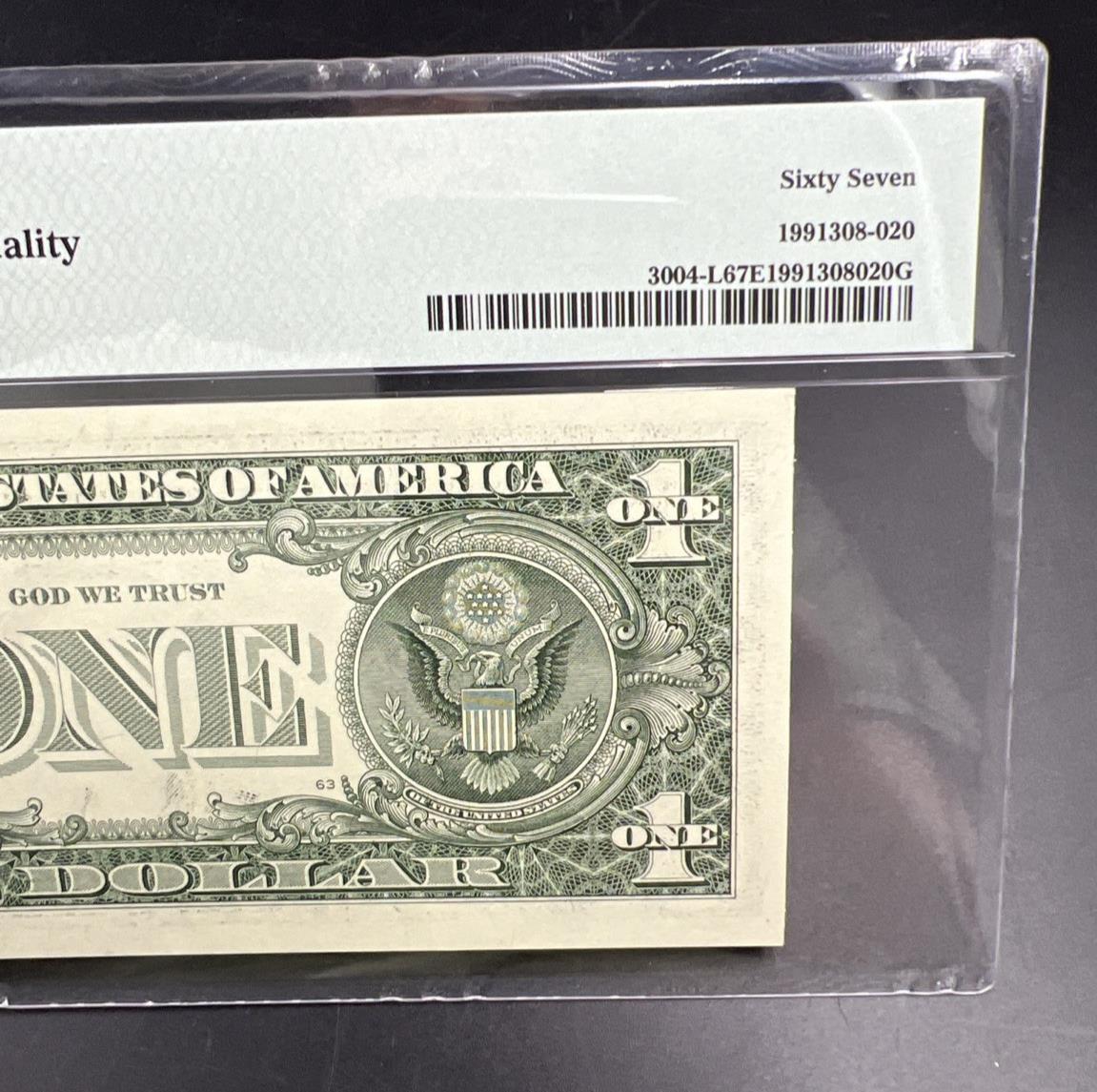 Repeater Serial #44014401 2017 $1 One Dollar FRN Federal Reserve Note PMG 67 EPQ