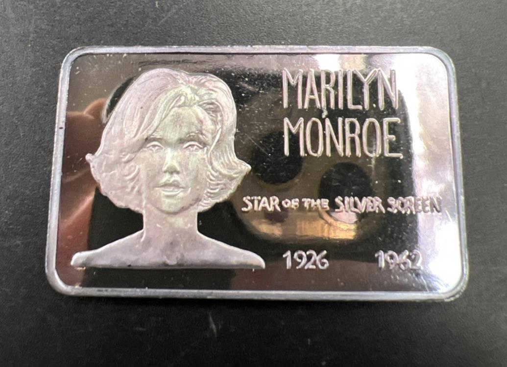 1926 1962 Marilyn Monroe 1 Oz Silver Art Bar Neat Toning Lucky Serial # 000745