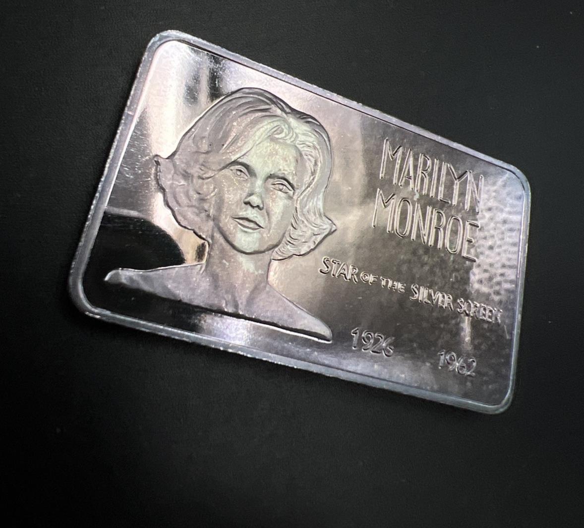 1926 1962 Marilyn Monroe 1 Oz Silver Art Bar Neat Toning Lucky Serial # 000745