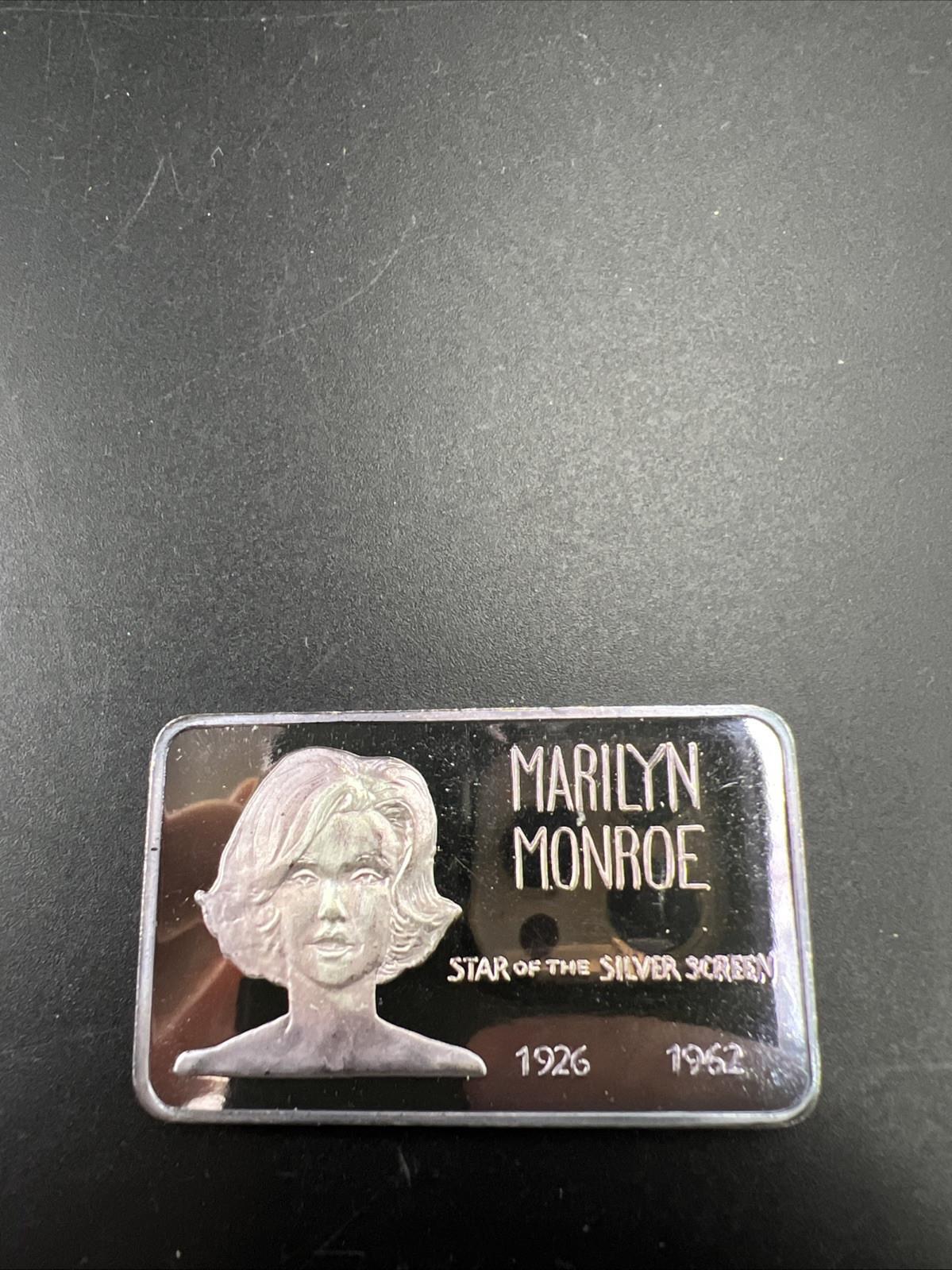 1926 1962 Marilyn Monroe 1 Oz Silver Art Bar Neat Toning Lucky Serial # 000745