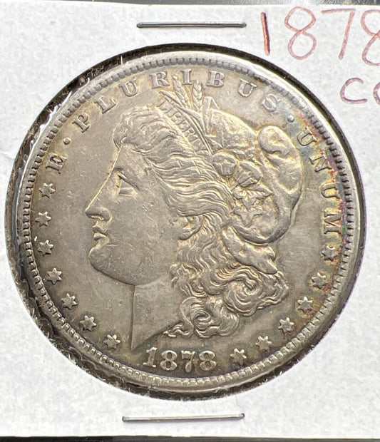 1878 CC $1 Morgan Silver Dollar Coin Choice XF EF Extra Fine PQ Rainbow Toning