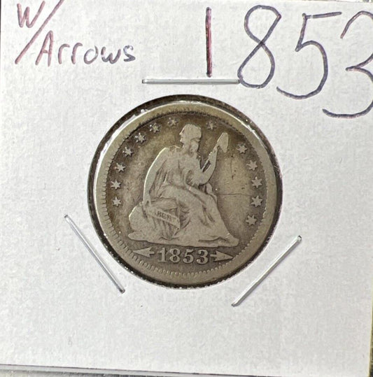 1853 25c Seated Liberty Quarter with Arrows & Rays Variety Choice Fine Circ