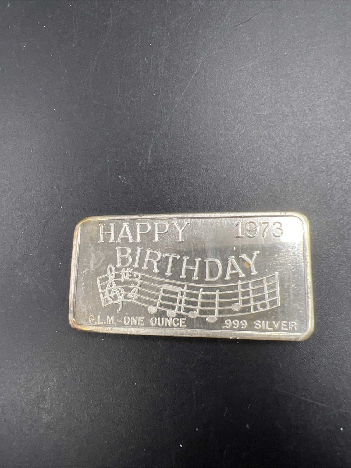 1973 Happy Birthday Great Lakes Mint 1 Oz Silver Art Bar