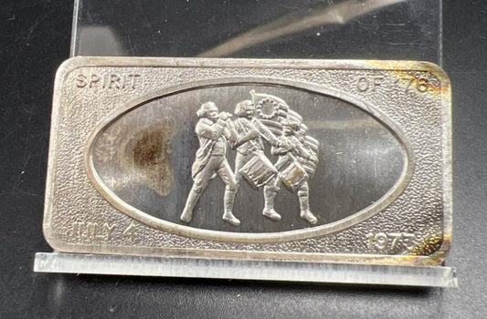 July 4th 1973 the Spirit of 1976 1 oz Silver Art Bar Patrick Mint Neat Toning