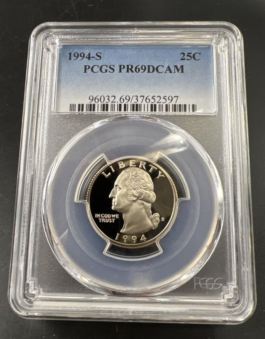 1994 S 25c Clad Copper Nickel Washington Quarter Coin PCGS PR69 DCAM #597