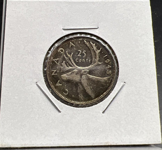 1948 25c Canada Silver Quarter Coin XF EF Extra Fine Toned