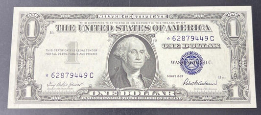 1957 * Star $1 One Dollar Silver Certificate Blue Seal Choice Uncirculated #49