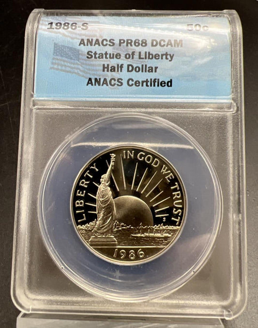 1986 S Statue of Liberty Copper Nickel Half Dollar Coin ANACS PF68 DCAM