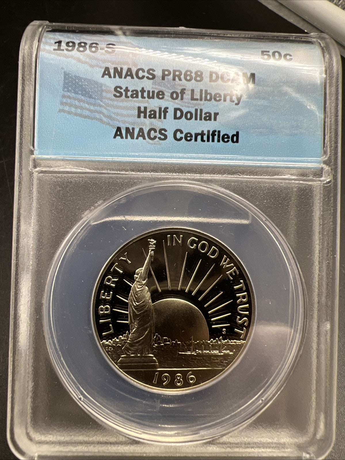 1986 S Statue of Liberty Copper Nickel Half Dollar Coin ANACS PF68 DCAM