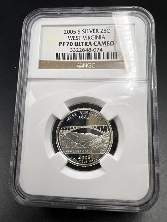 2005 S 25c West Virginia Silver State Quarter Coin NGC PF70 UCAM #074