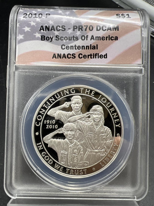2010 $1 BSA Boy Scouts of America Centennial Silver Dollar ANACS PR70 DCAM Proof