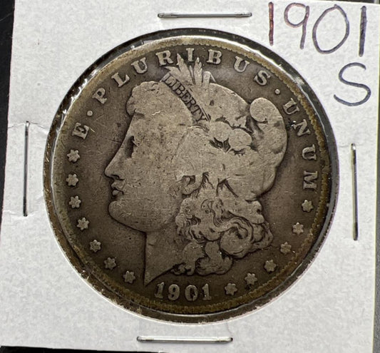 1901 S $1 Morgan Silver Dollar Coin Choice VG Very Good Circ Toner