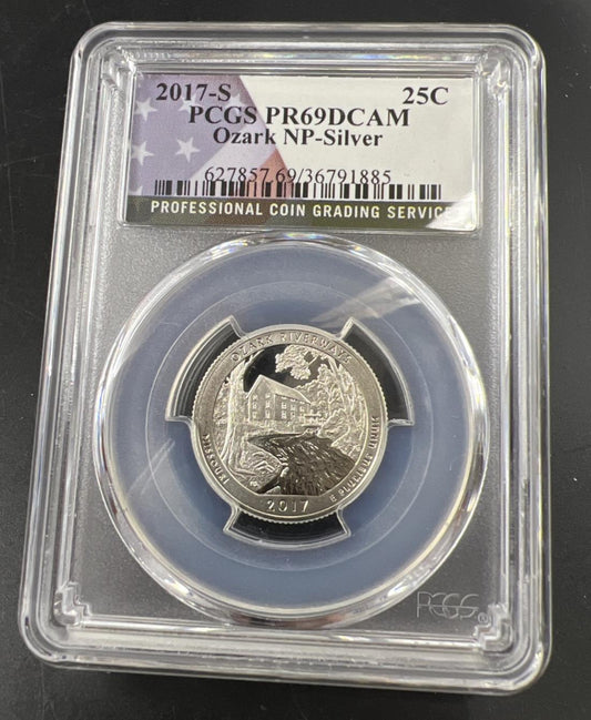 2017 S 25c Ozark 90% Silver ATB Park Quarter Coin PR69 DCAM PCGS