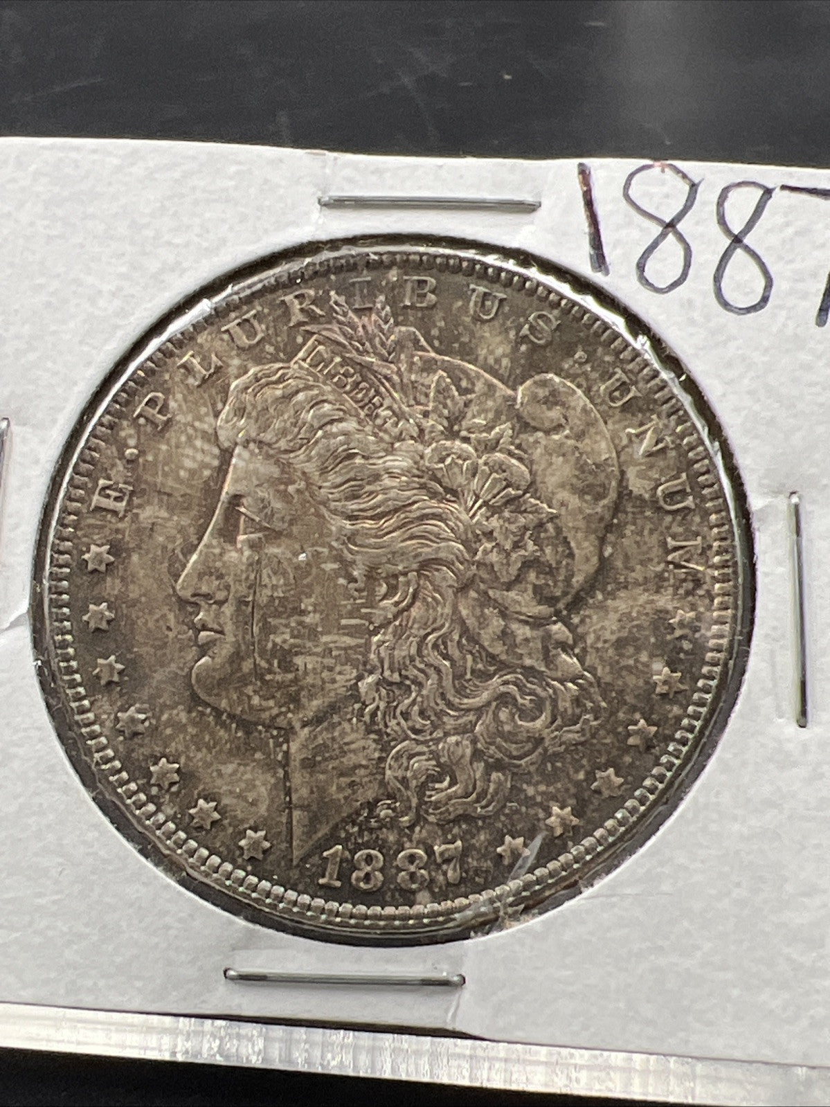 1887 P $1 Morgan Silver Dollar Coin Choice AU Neat Toning