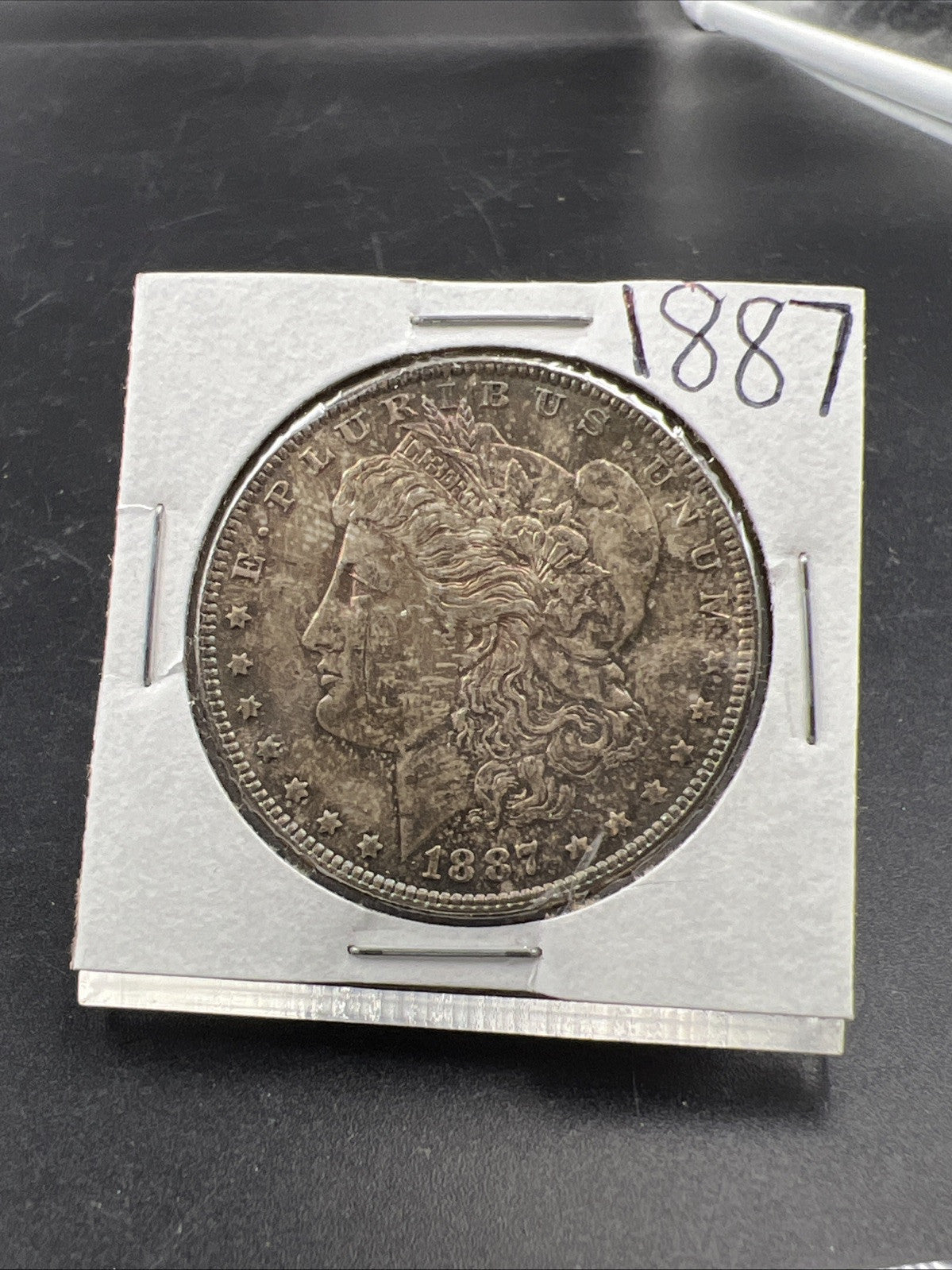 1887 P $1 Morgan Silver Dollar Coin Choice AU Neat Toning