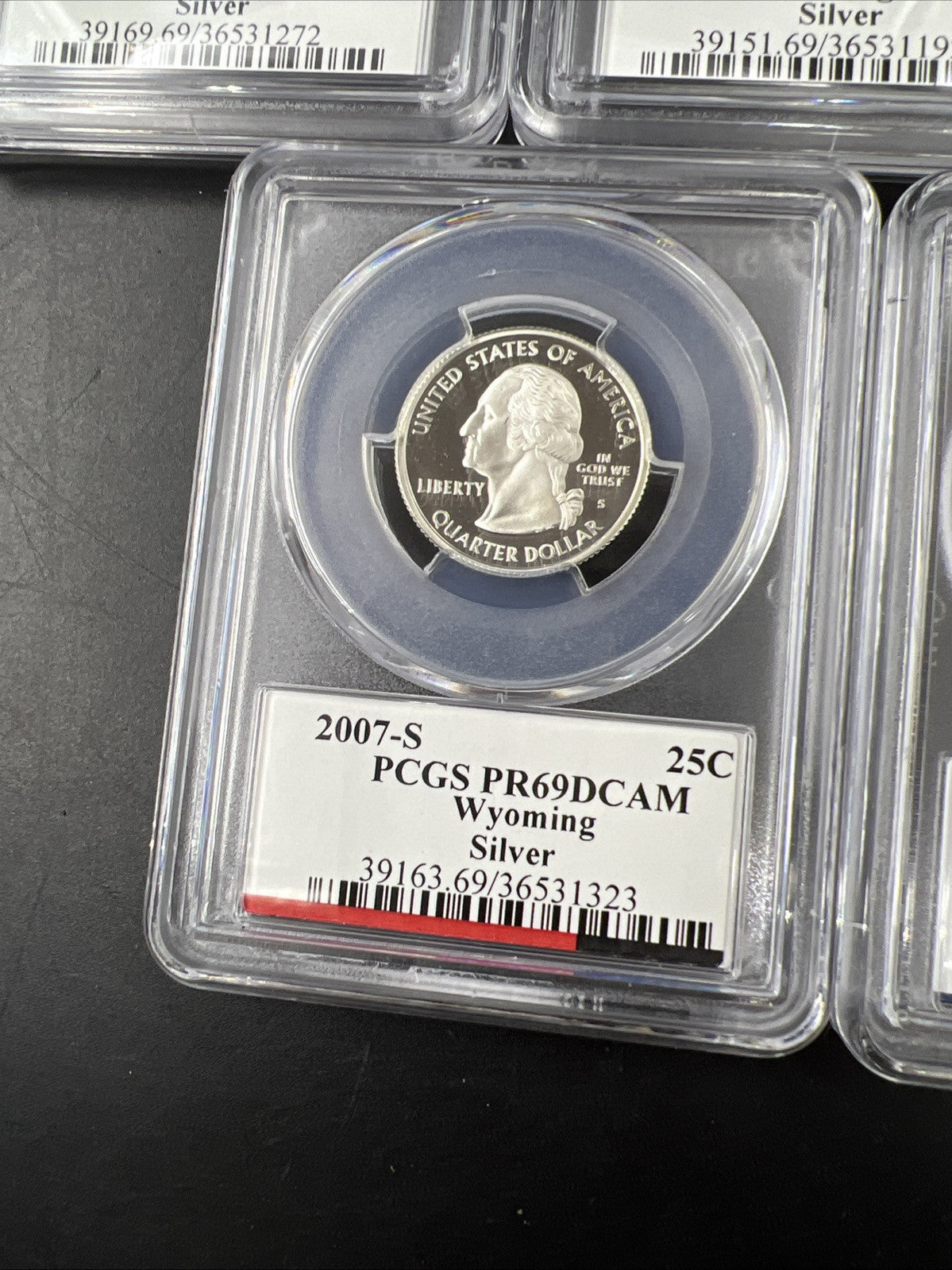 2007 S Complete 5 Coin Silver Proof Quarter Set PCGS Graded PR69 DCAM Flag Label