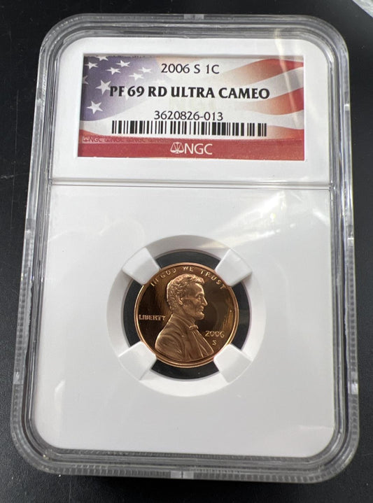 2006 S 1c Lincoln Memorial Cent Penny Coin Proof NGC PF69 UCAM USA Flag Label