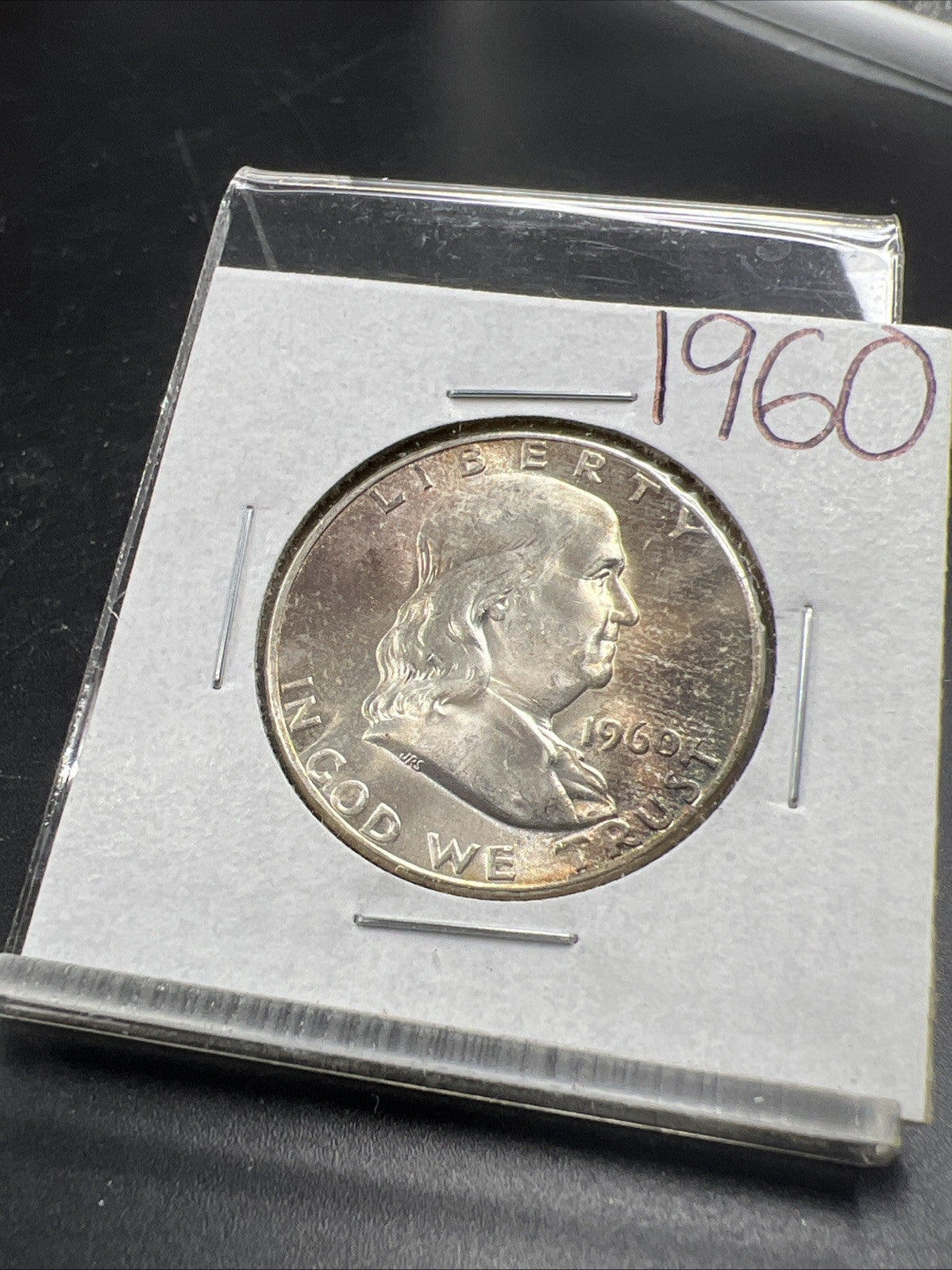 1960 P 50c Franklin 90% Silver Half Dollar Coin Choice BU UNC Neat Toning Toner