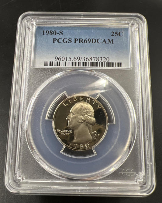 1980 S 25c Clad Copper Nickel Washington Quarter Coin PCGS PR69 DCAM #320