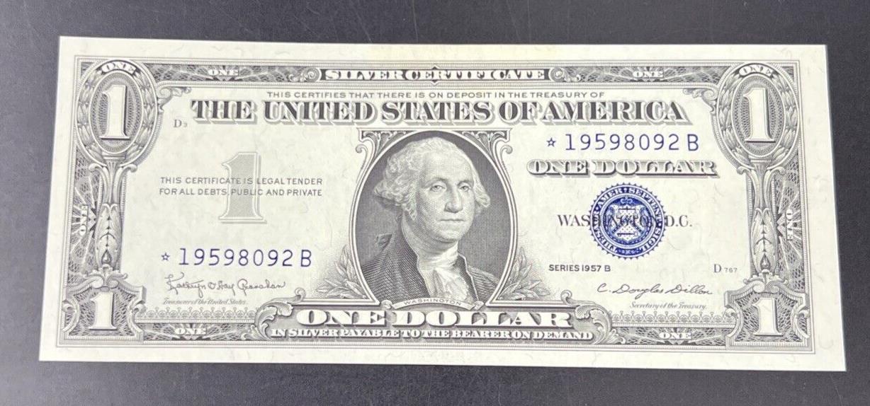 1957 B * Star $1 One Dollar Silver Certificate Blue Seal Choice Uncirculated