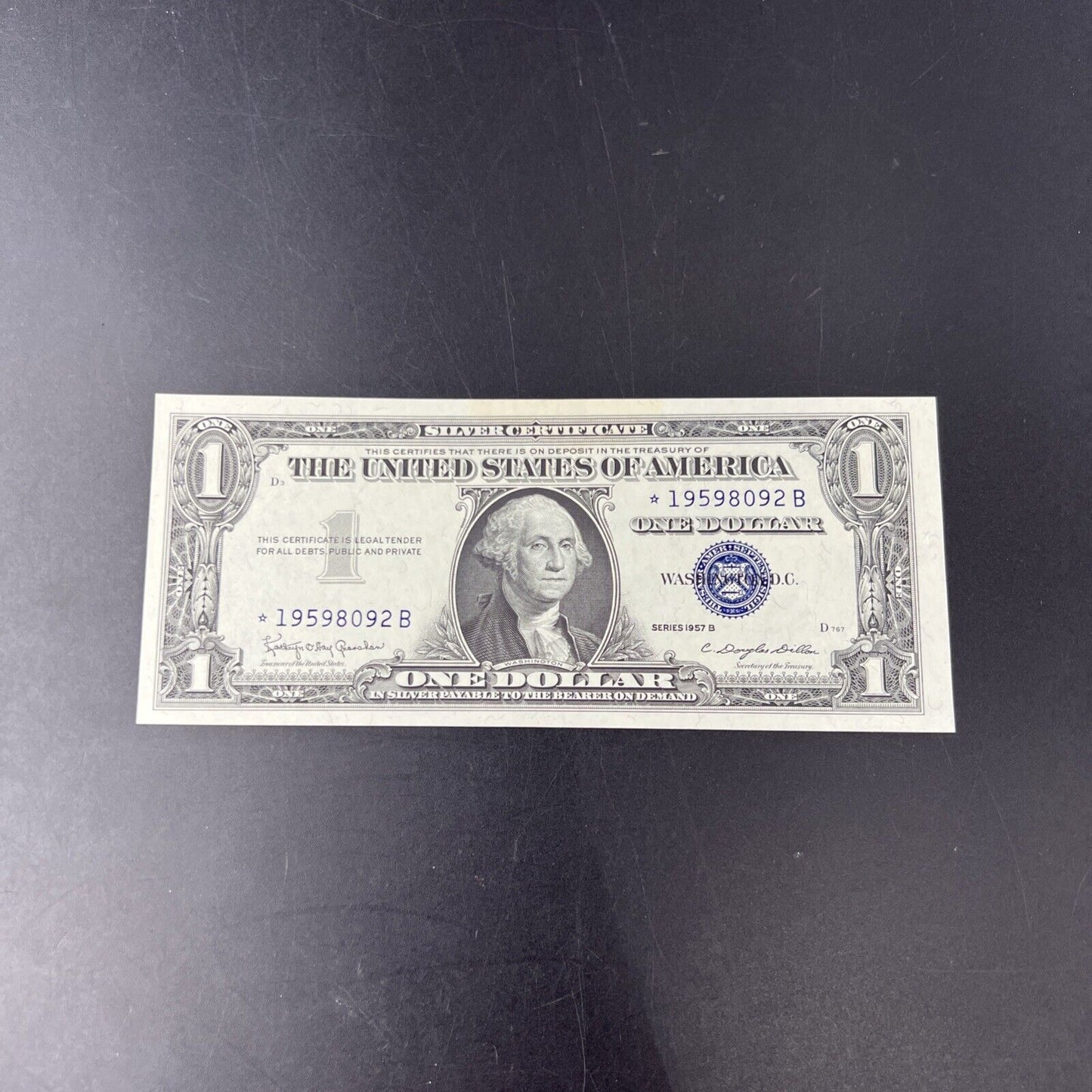 1957 B * Star $1 One Dollar Silver Certificate Blue Seal Choice Uncirculated