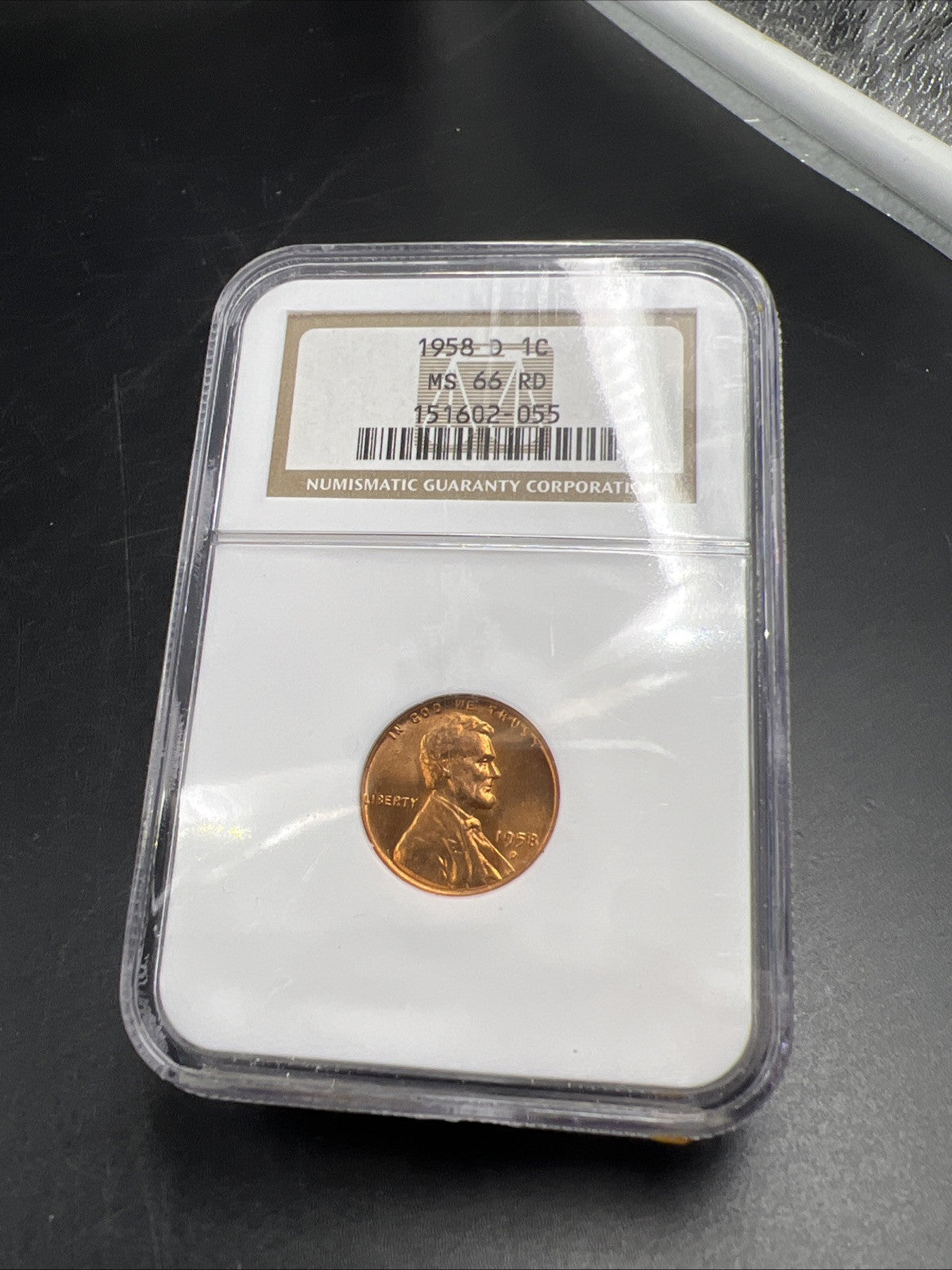 1958 D Lincoln Wheat Cent Penny Coin NGC MS66 RD GEM BU #055