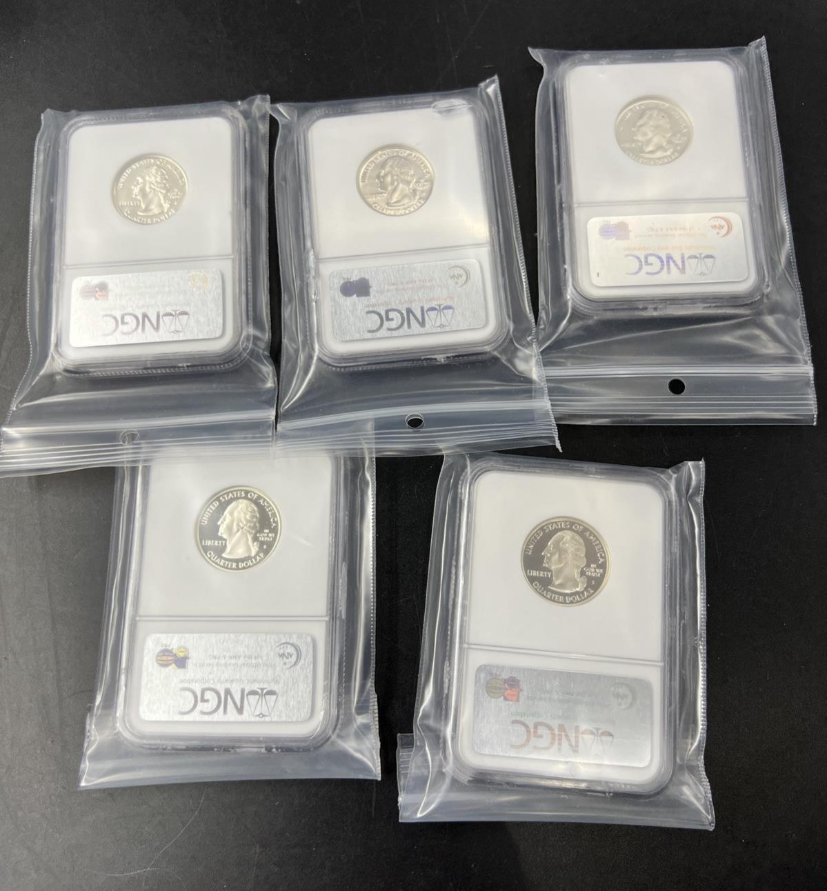 2003 S Silver Quarter 5 Coin Set NGC PF69 UCAM Brown Label Holders