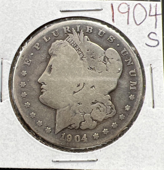 1904 S $1 Morgan Silver Dollar Coin Choice AG About Good / Good Circ