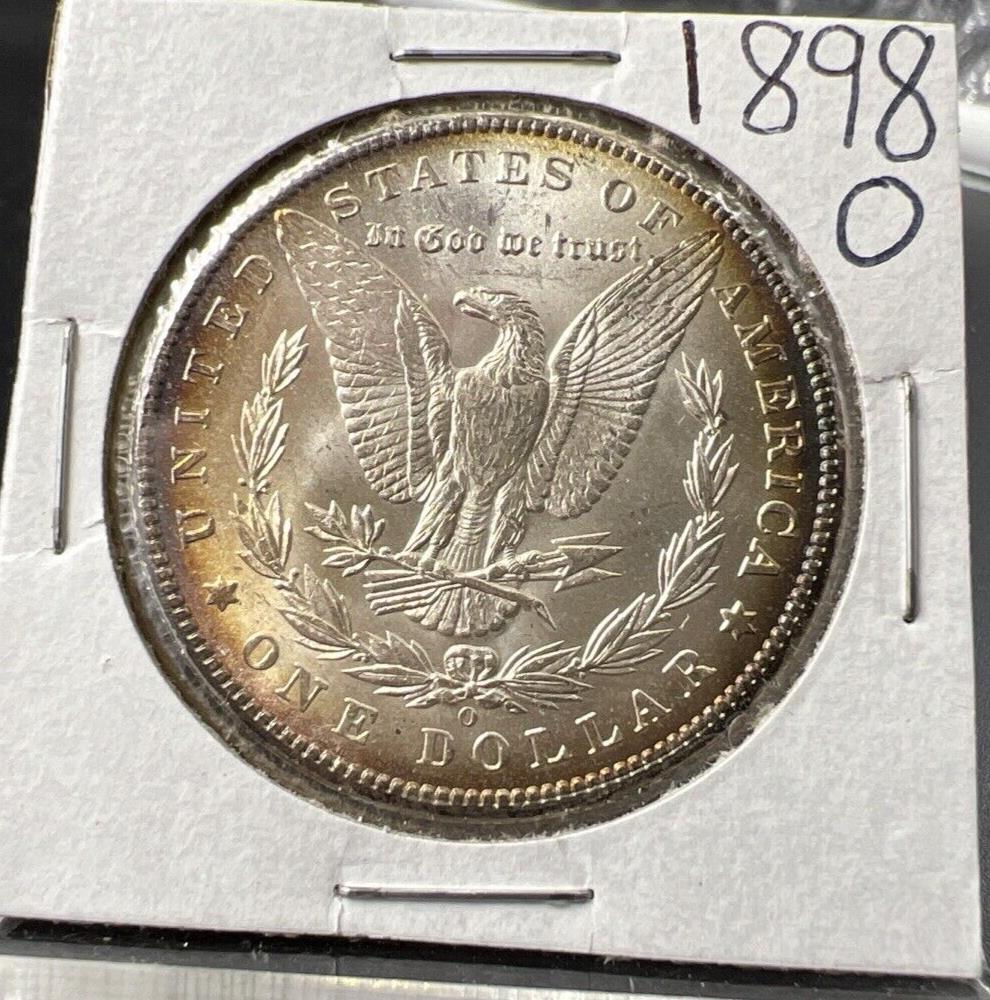 1898 O $1 Morgan Silver Dollar Coin CH BU UNC Uncirculated Nice Toning Reverse