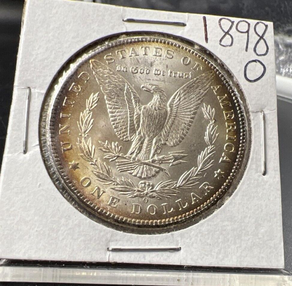 1898 O $1 Morgan Silver Dollar Coin CH BU UNC Uncirculated Nice Toning Reverse