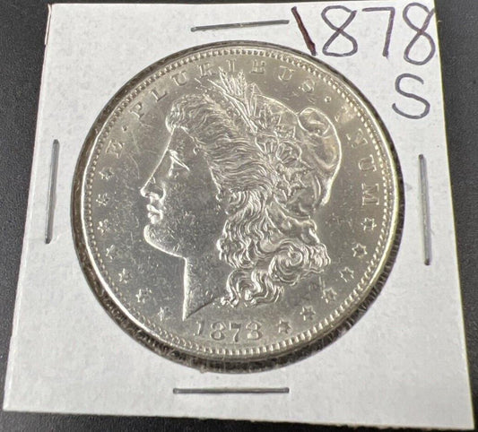 1878 S $1 Morgan Silver Dollar Coin AU Details