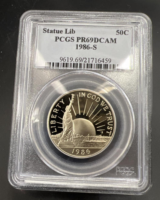 1986 S 50c Statue of Liberty Copper Nickel Proof Hald Dollar Coin PCGS PR69 DCAM