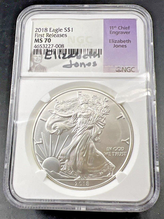 2018 1 Oz ASE American Silver Eagle NGC MS70 Elizabeth Jones Signature