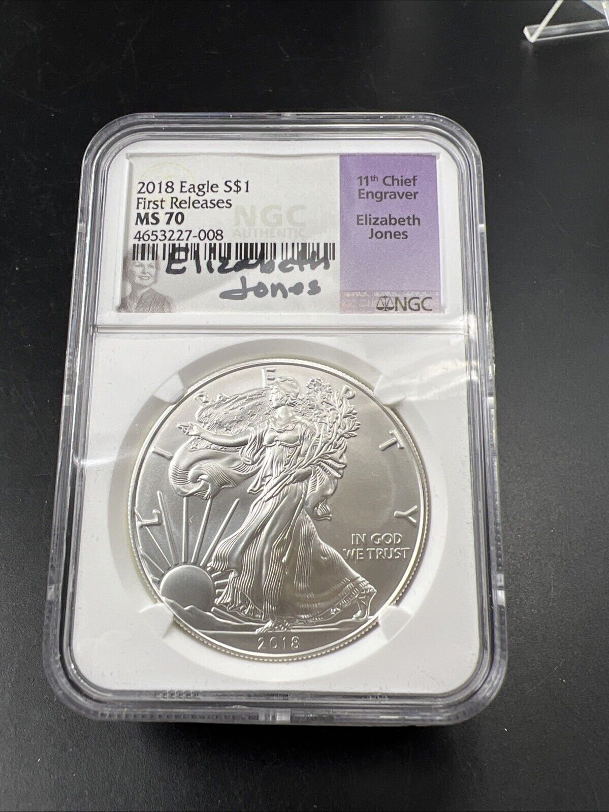 2018 1 Oz ASE American Silver Eagle NGC MS70 Elizabeth Jones Signature