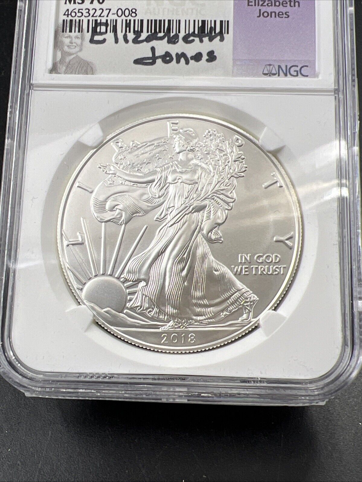 2018 1 Oz ASE American Silver Eagle NGC MS70 Elizabeth Jones Signature