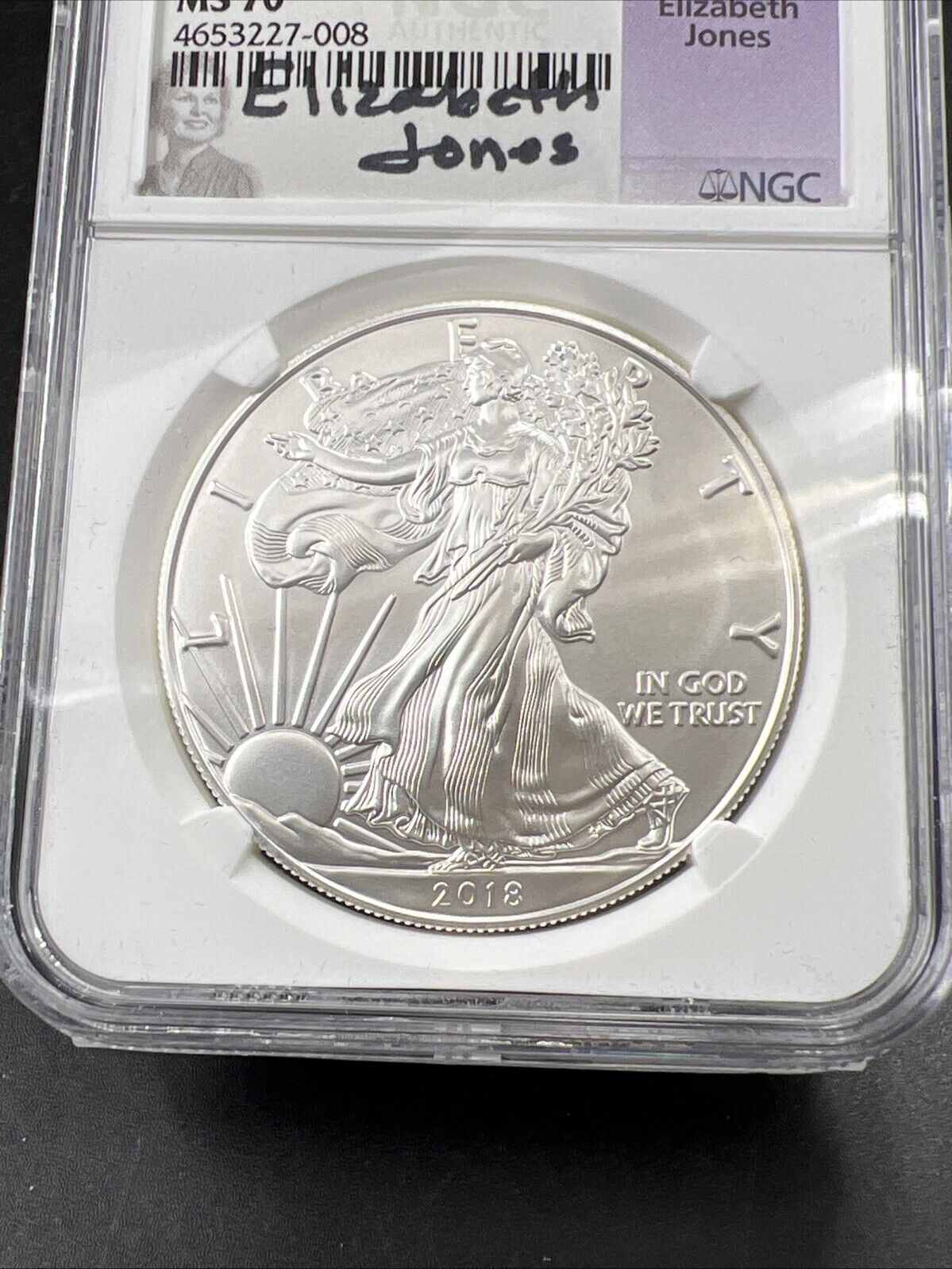 2018 1 Oz ASE American Silver Eagle NGC MS70 Elizabeth Jones Signature