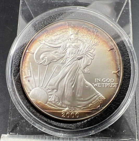 2000 1 Oz ASE American Silver Eagle Coin Gem BU UNC Nice Toning Toner Obverse