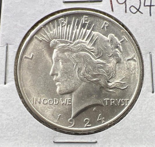 1924 P $1 Peace Silver Dollar Coin Choice BU UNC