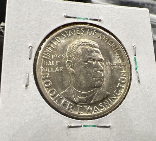 1946 P Booker T Washington Silver Half Dollar Coin BU UNC