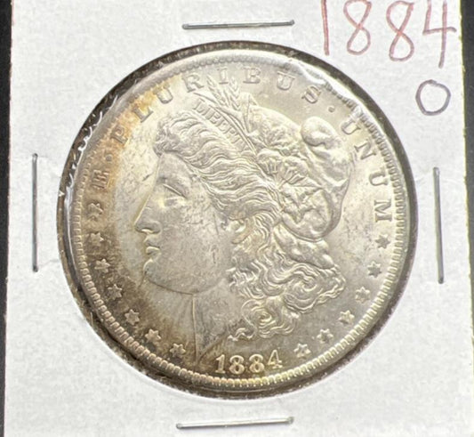 1884 O $1 Morgan silver Dollar Coin Choice AU About UNC Neat Toning Toner