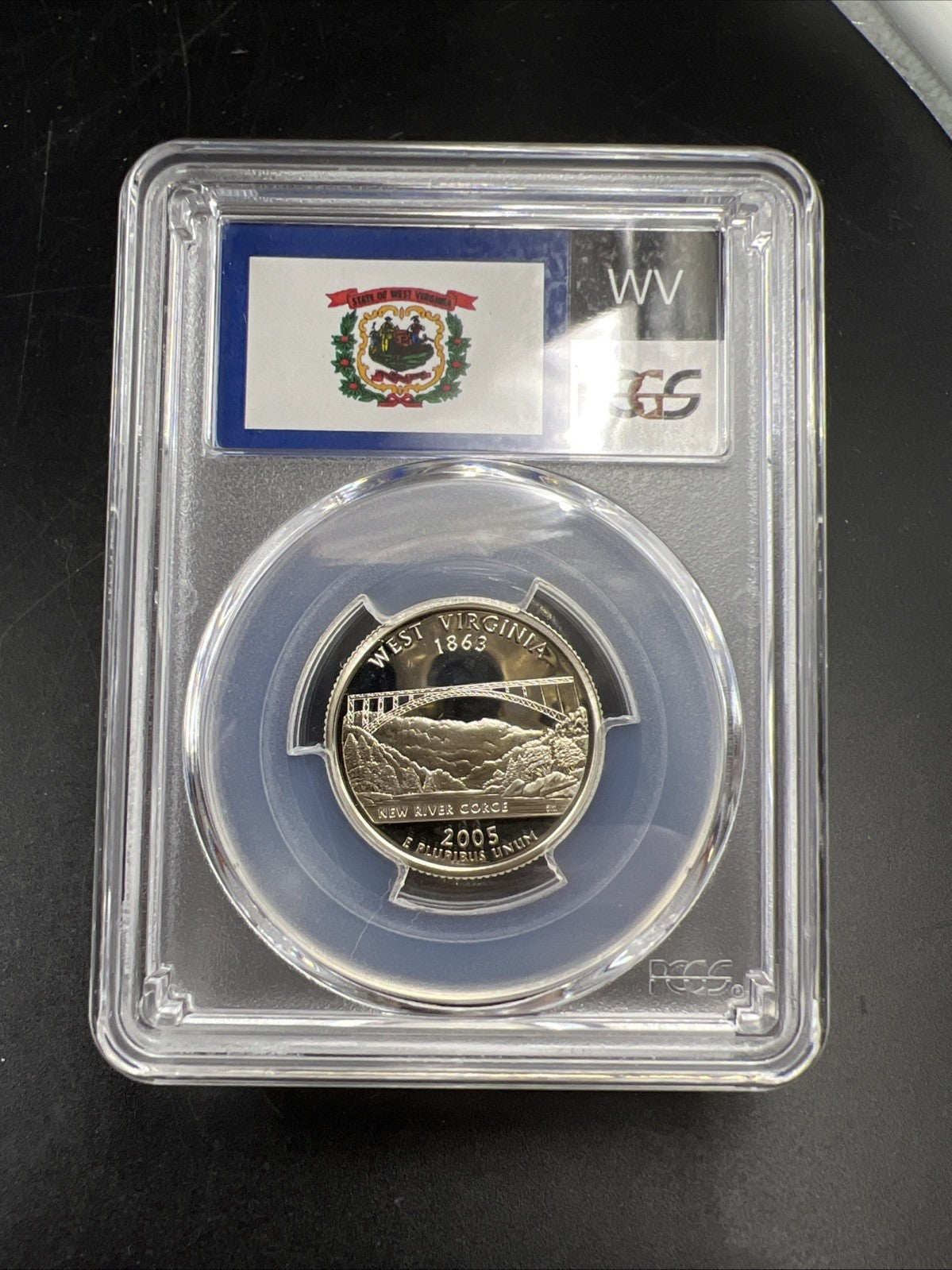 2005 S 25c Silver West Virginia Quarter Coin PCGS PR69 DCAM Flag Holder