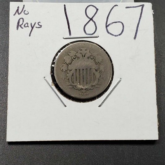1867 5c Shield Liberty Nickel Coin Choice AG About Good Full Date