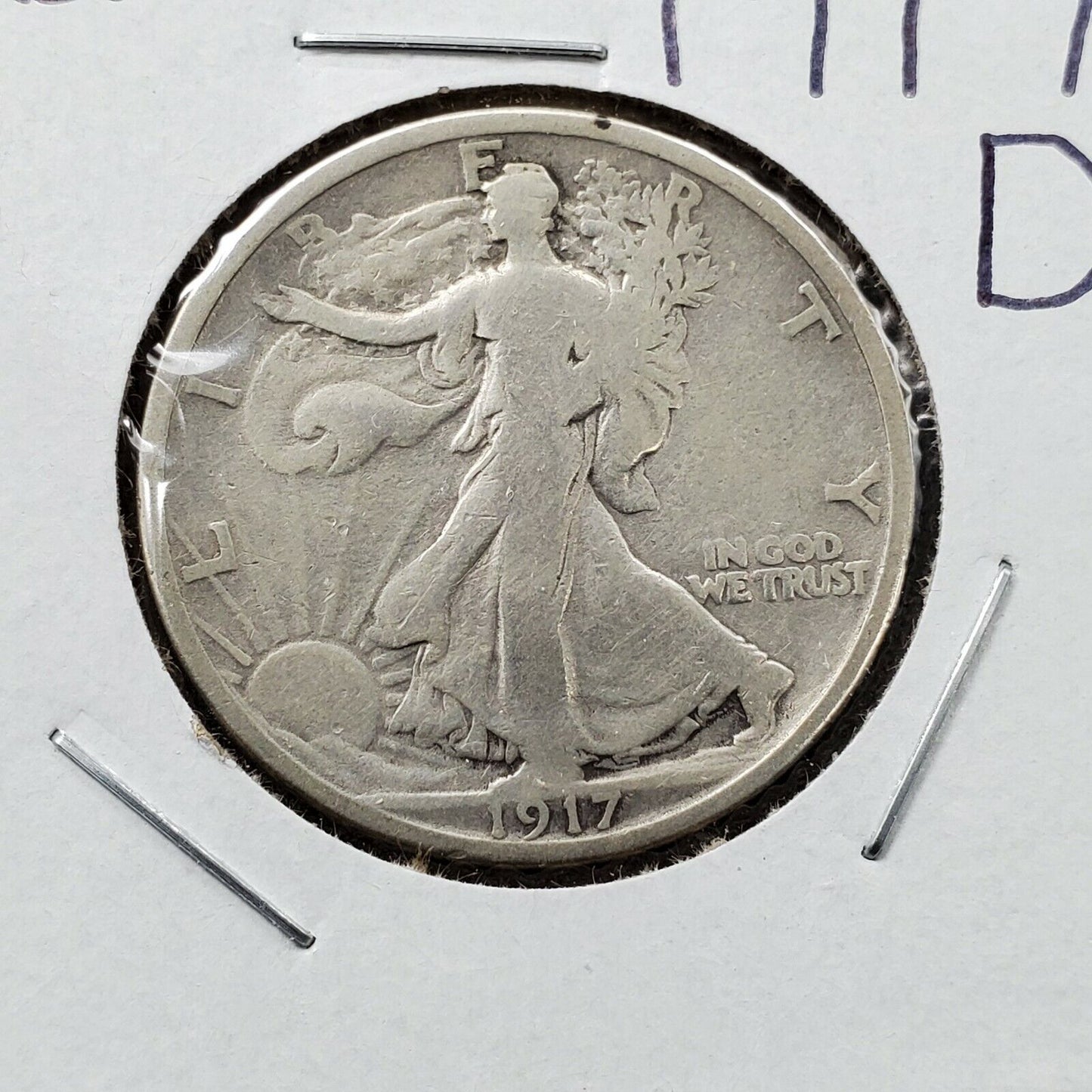 1917 D REV Walking Liberty Silver Eagle Half Dollar Coin Choice Fine / VF