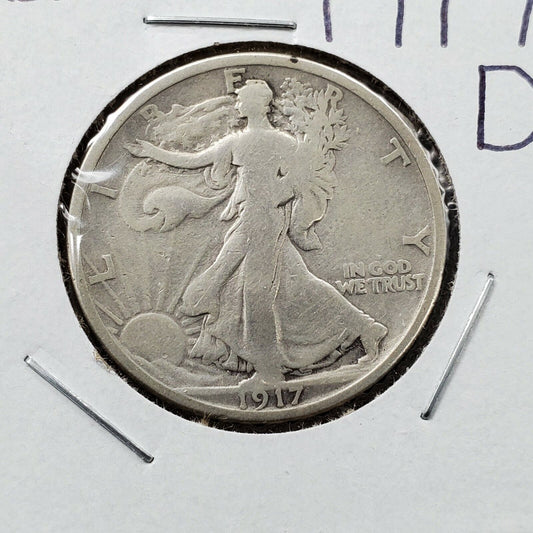 1917 D REV Walking Liberty Silver Eagle Half Dollar Coin Choice Fine / VF