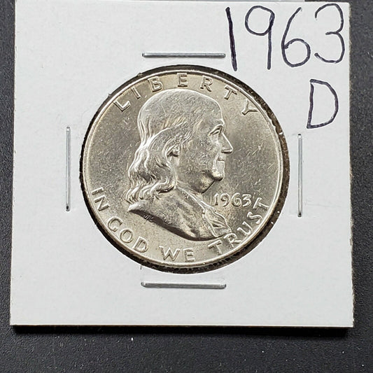 1963 D Franklin Silver 90% Half Dollar Coin CH BU Uncirculated New Condition