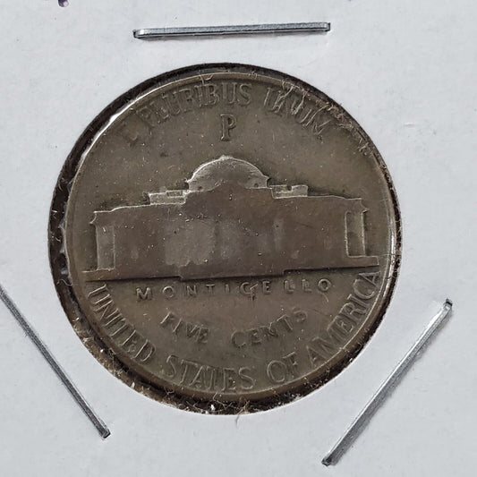 1943 P P/P Jefferson Silver War Nickel Variety Coin RPM Circulated Condition #3